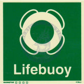 Marine Safety Sign, IMO Life Saving App. Symbol: Lifebuoy - With Text